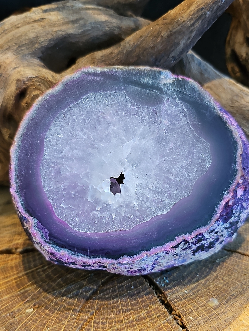 Purple Agate Geode Display Slice With Portal - Picture 7 of 7